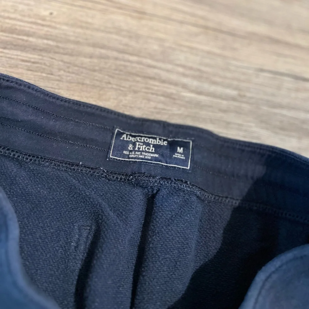 Abercrombie & Fitch Sweatpants Unisex sz M Black Track Pants Bold Spell Out Y2K - Picture 4 of 4